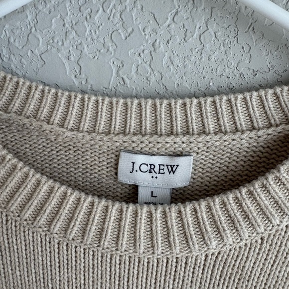 J. Crew Scalloped Hem Crew Neck Knit Sweater - Light Beige​​​​​ - Picture 9 of 10